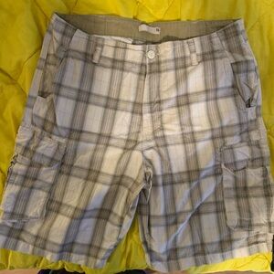 Classic Gray Plaid Cargo Shorts for Men